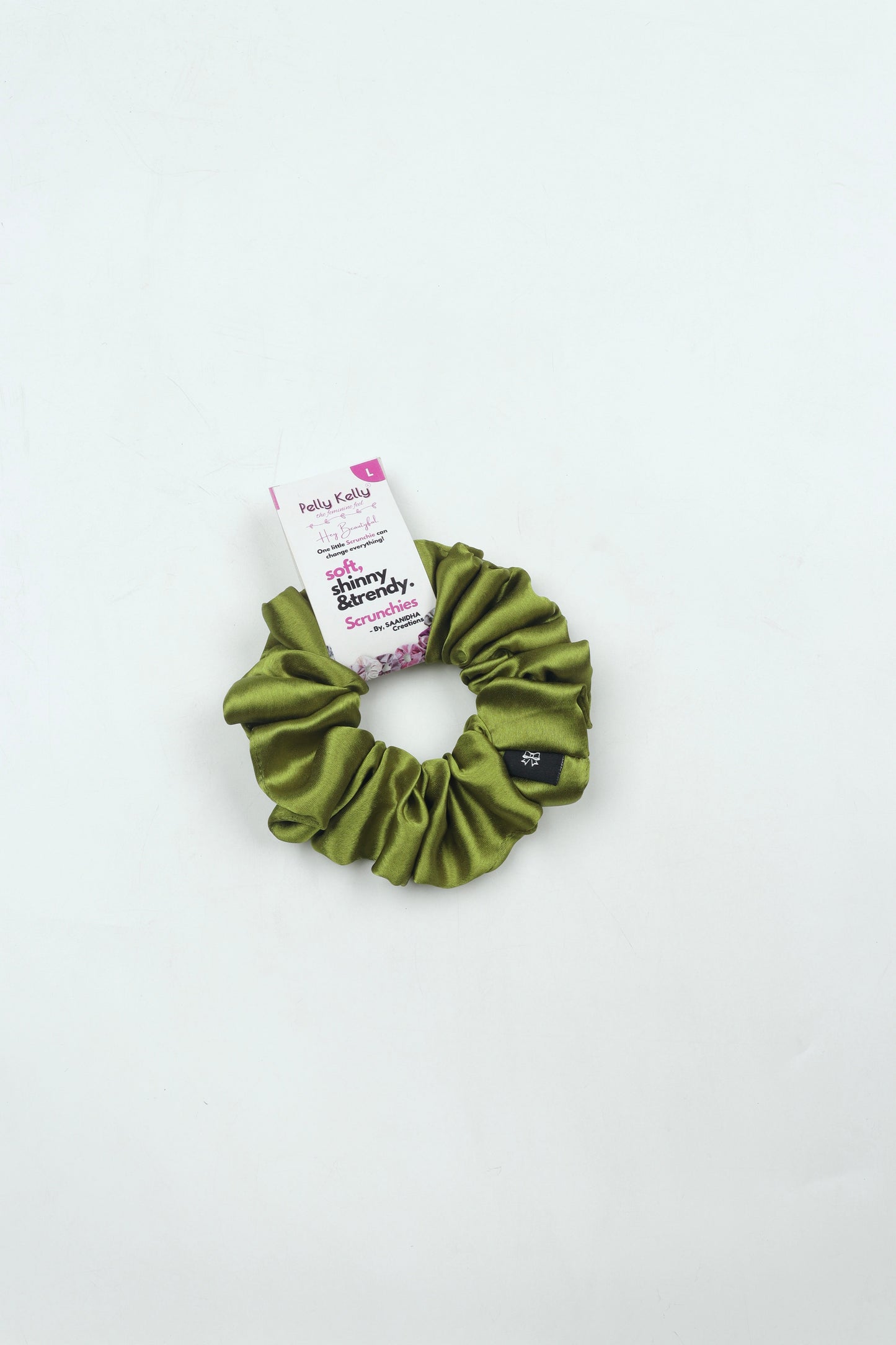 Olive Green | Silk Satin Scrunchies | L