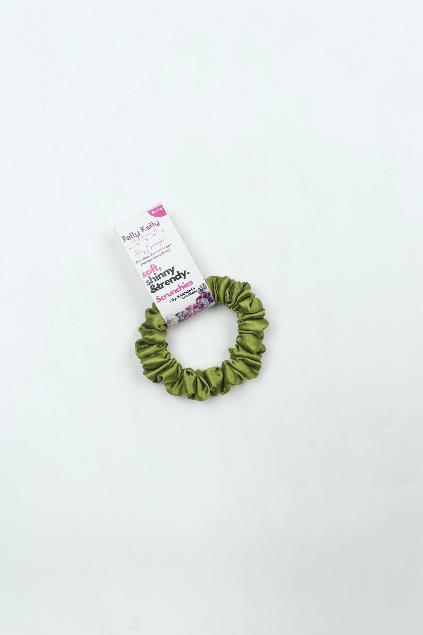 Olive Green | Silk Satin Scrunchies | S
