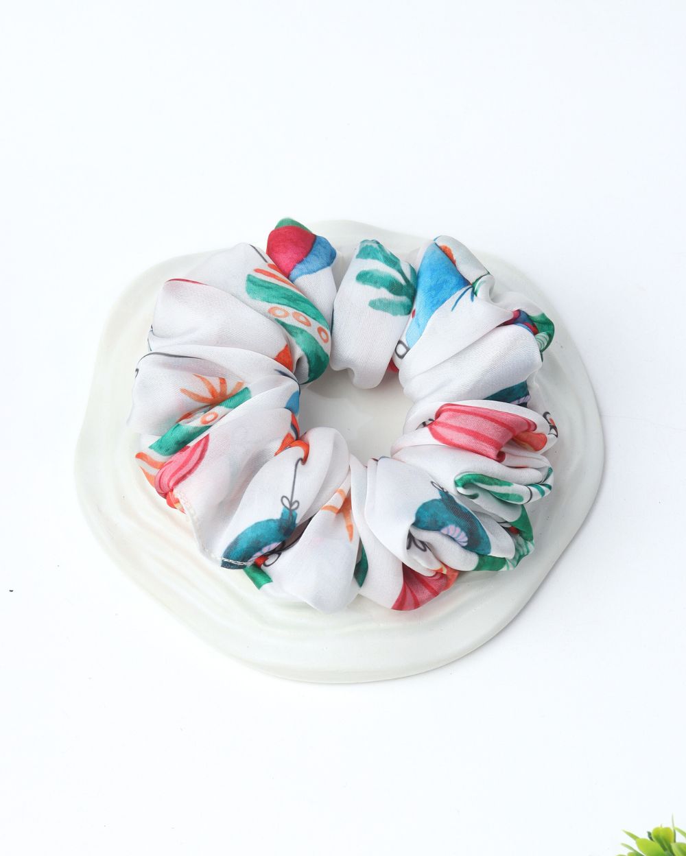 Premium Printed Satin Scrunchies | Large
