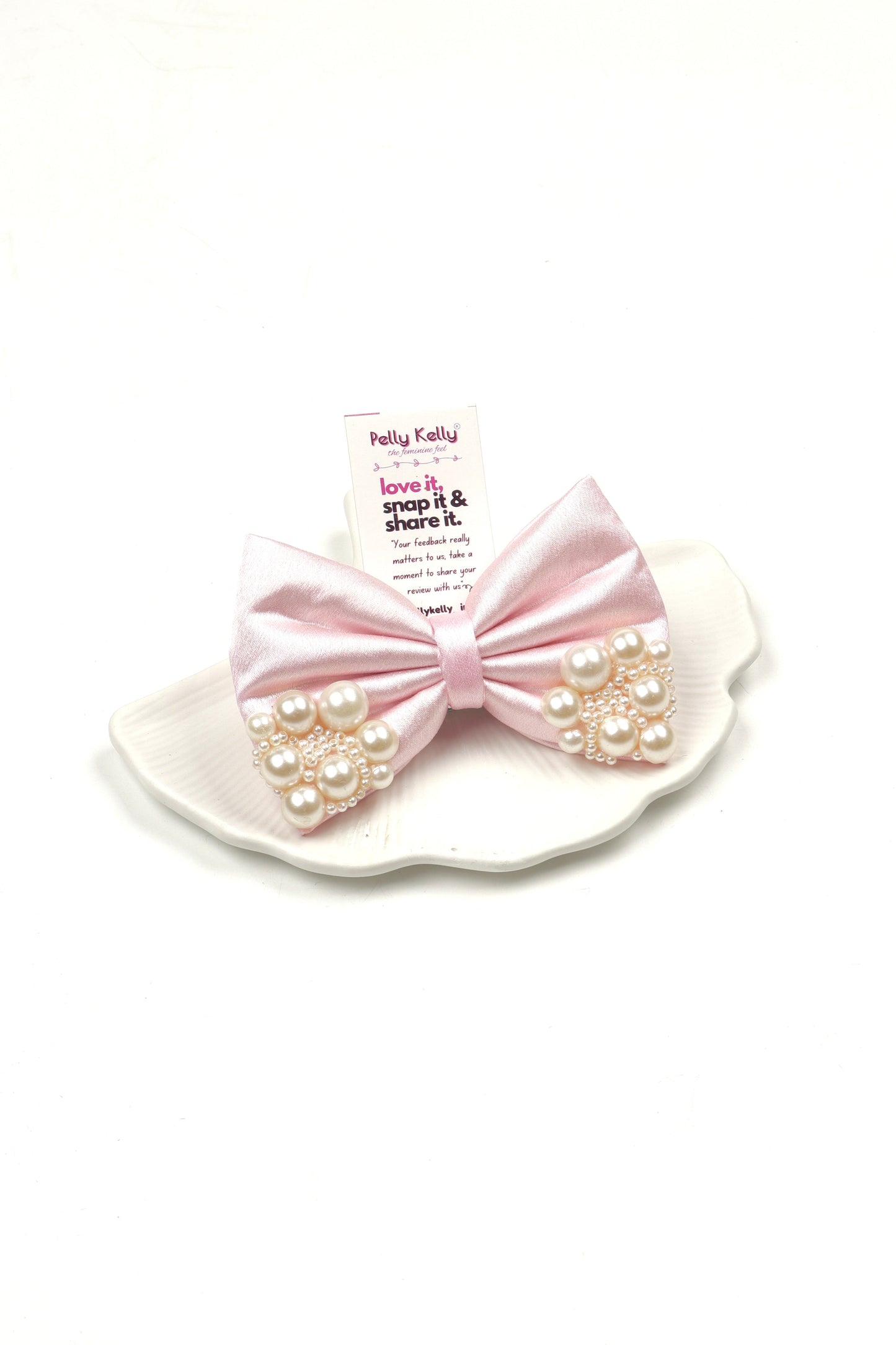 Pale Pink | Premium Satin | Princess Pearl Bow