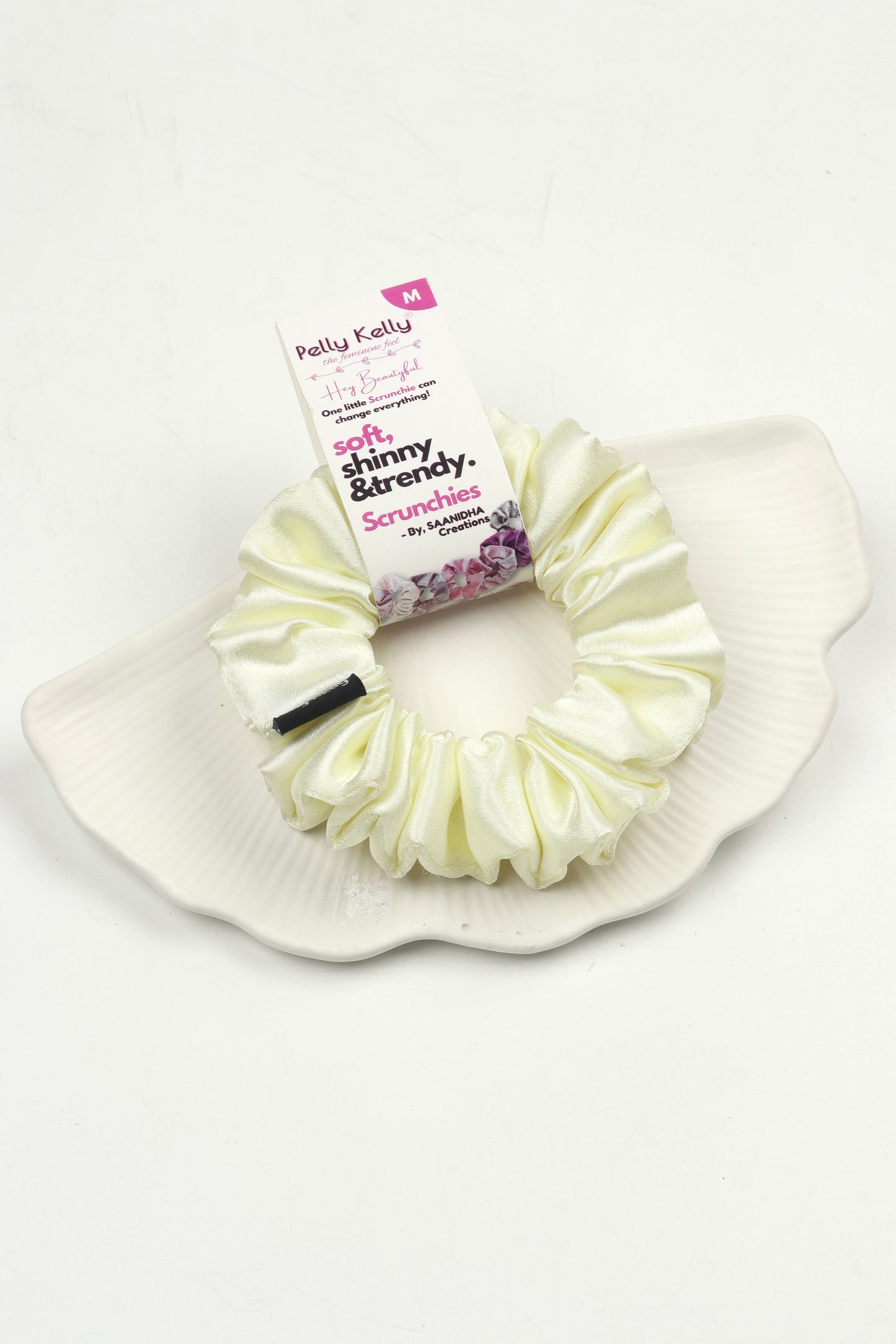 Aqua White | Premium Satin Scrunchies | M