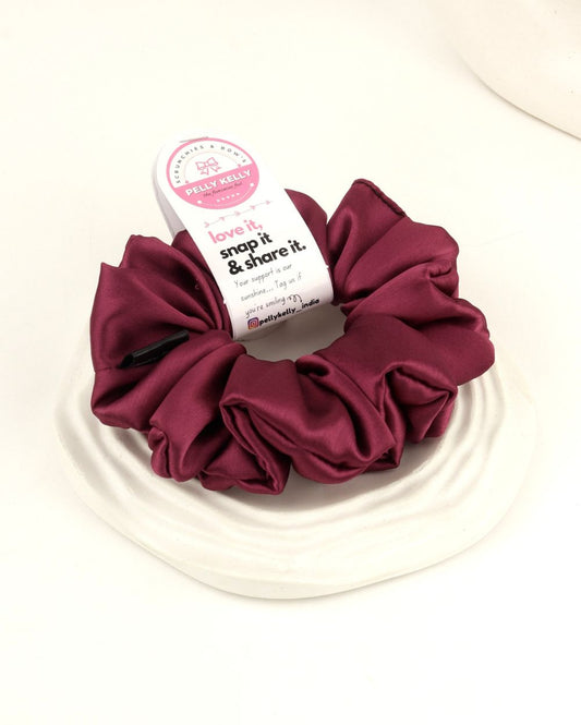 Brick Red | Silk Satin Scrunchies | L