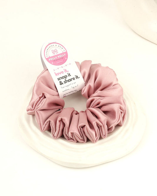 Peachy Pink | Silk Satin Scrunchies | L