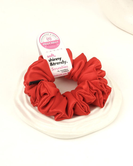 Brown Pink | Silk Satin Scrunchies | L
