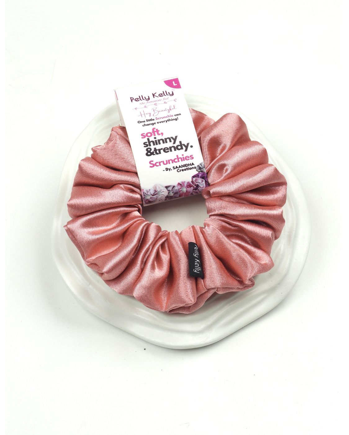 Peach Rose | Premium Silk Satin Scrunchies | L