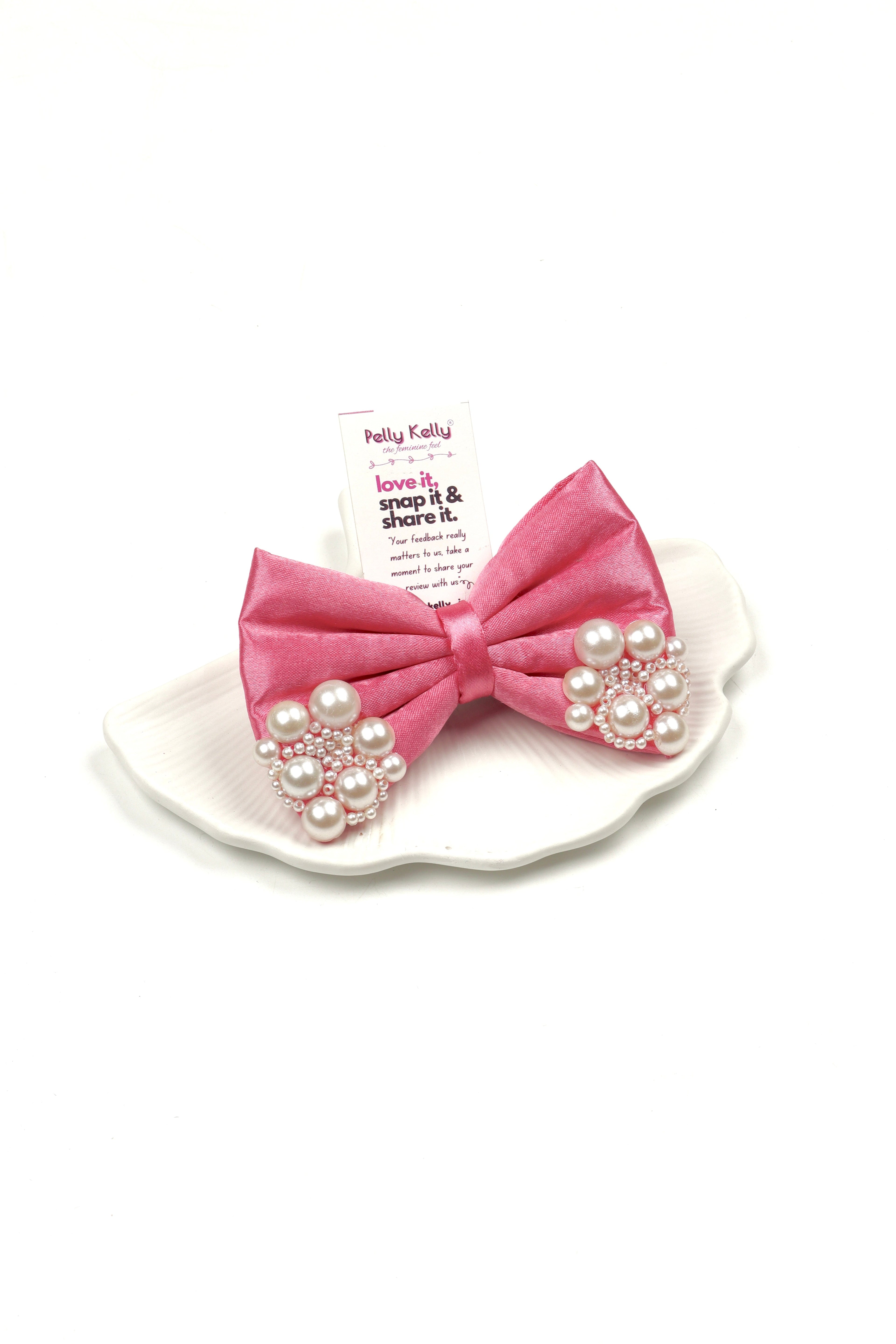 Reddish Magenta | Premium Satin  | Princess Pearl Bow