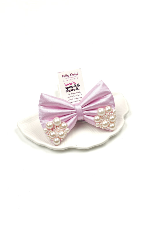 Pastel Violet | Premium Satin  | Princess Pearl Bow