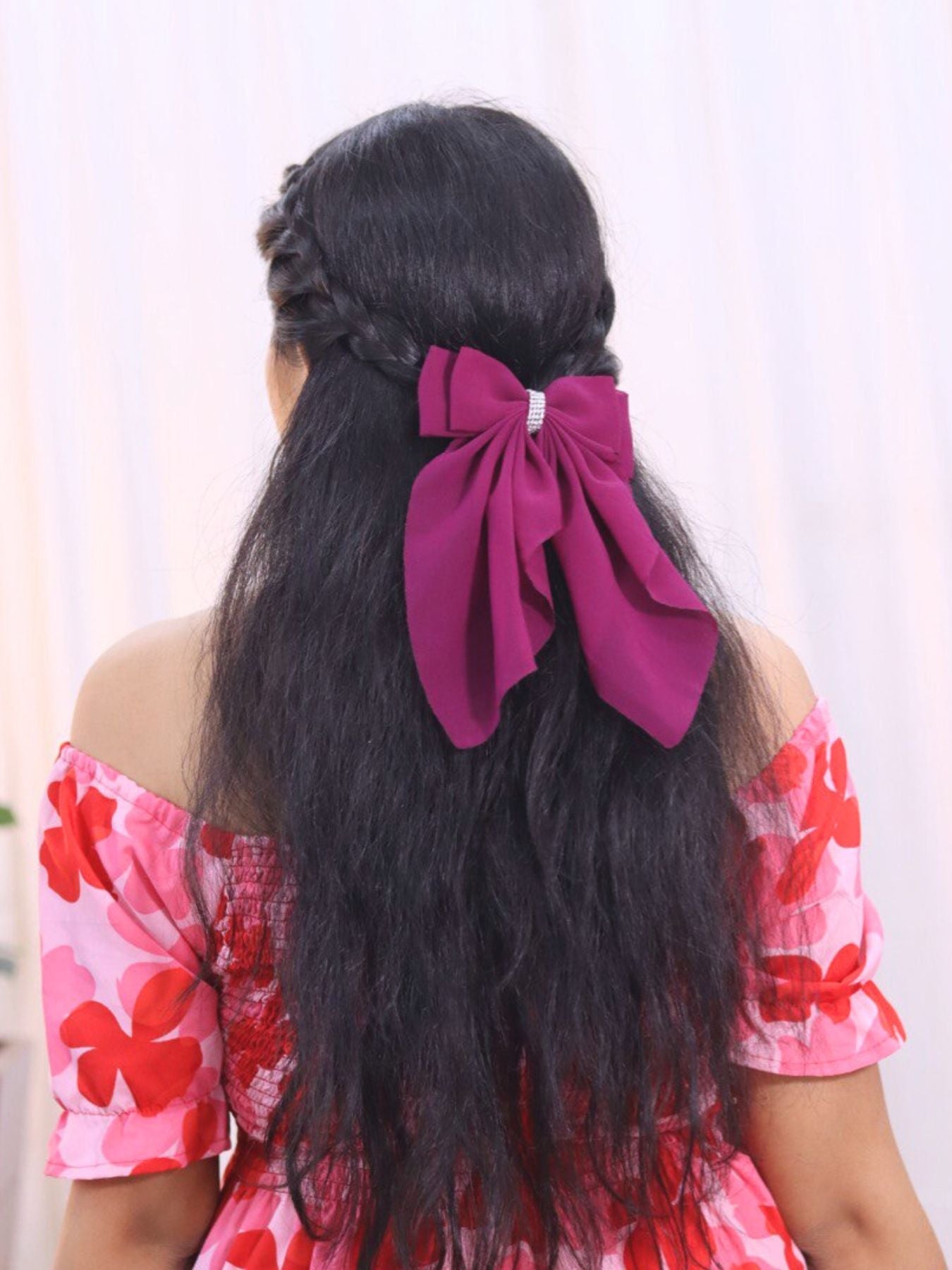 Georgette Bow |Scarf Bow With Rhinestone | Pack of  1