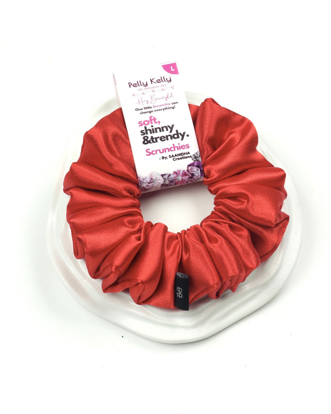 Valentine Red | Premium Silk Satin Scrunchies | L