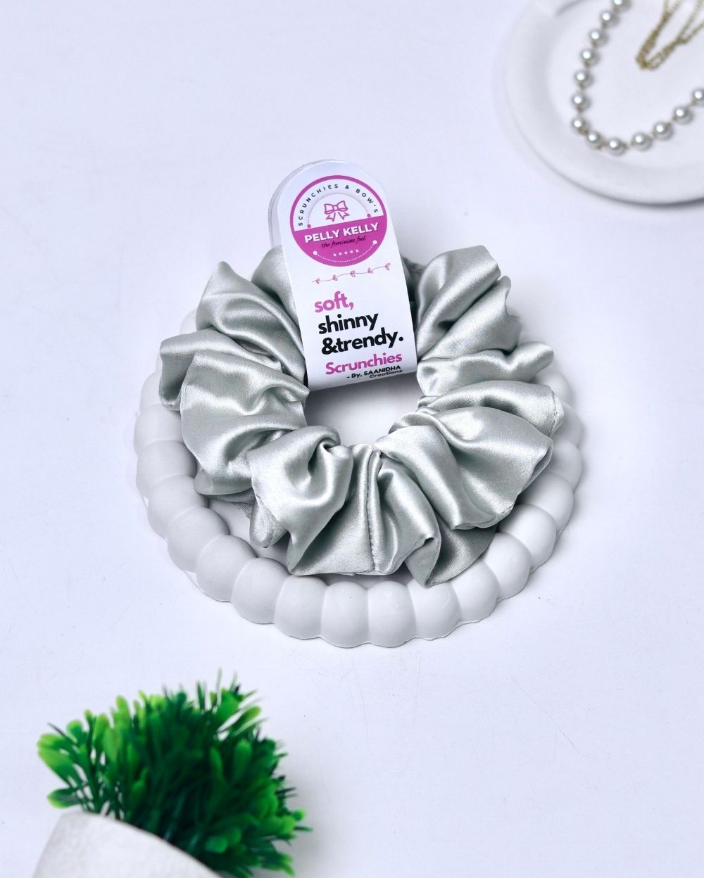 Pearl Bush | Silk Satin Scrunchies | L