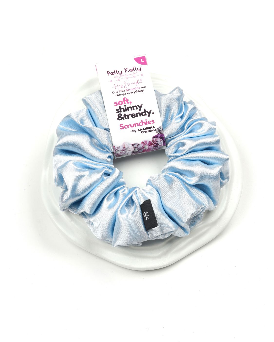 Metallic Silver | Premium Silk Satin Scrunchies | L