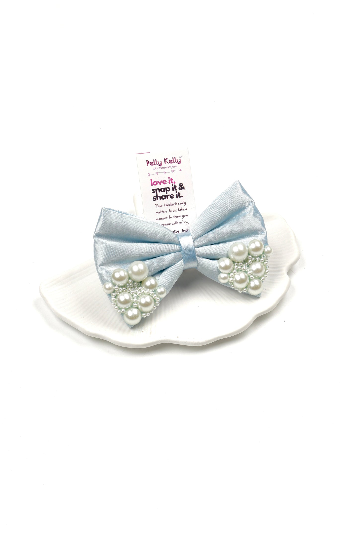 Metallic Silver | Premium Satin | Princess Pearl Bow