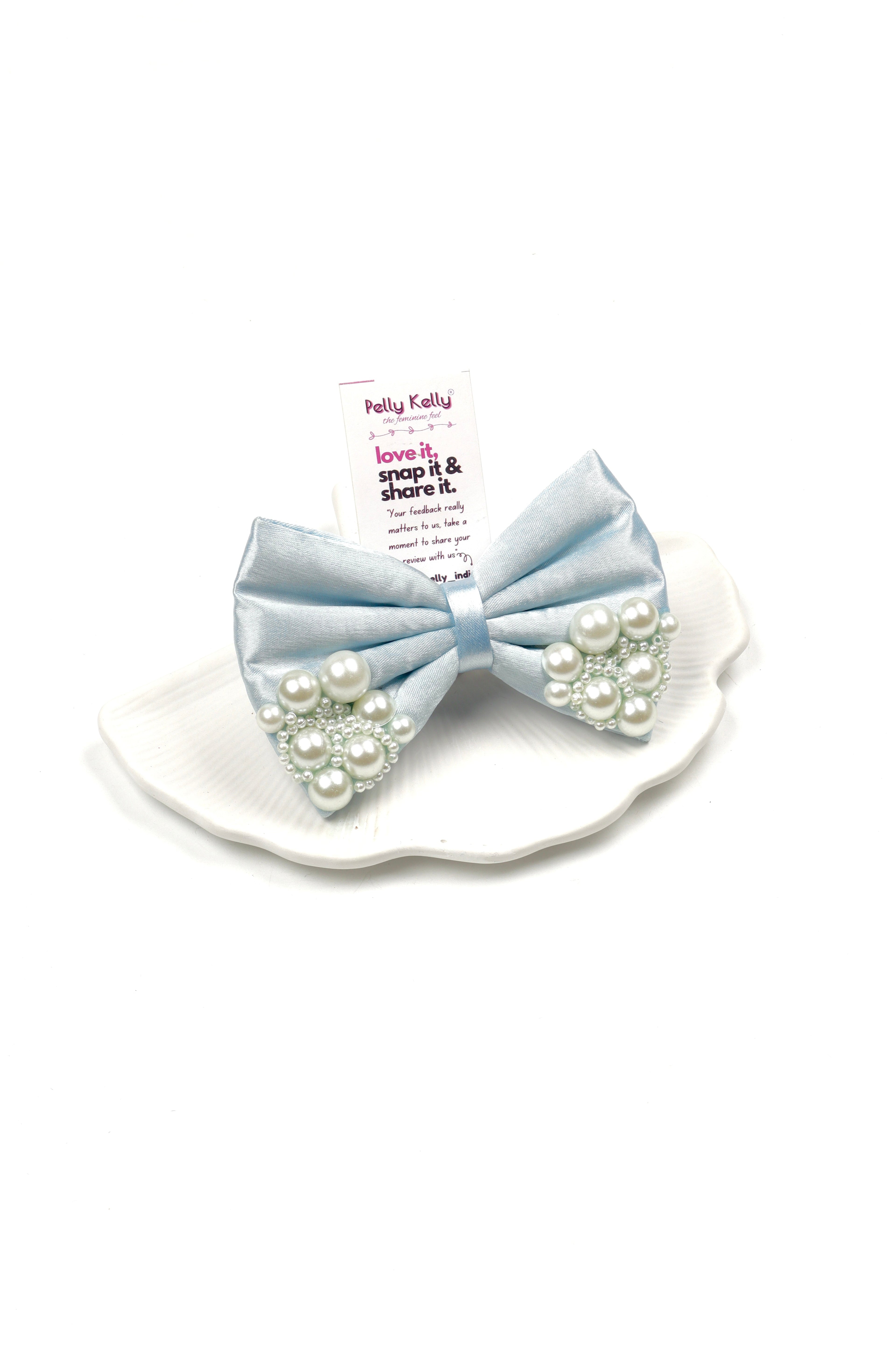 Metallic Silver | Premium Satin | Princess Pearl Bow