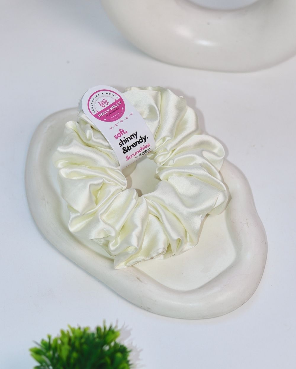 Vista White | Silk Satin Scrunchies | XL