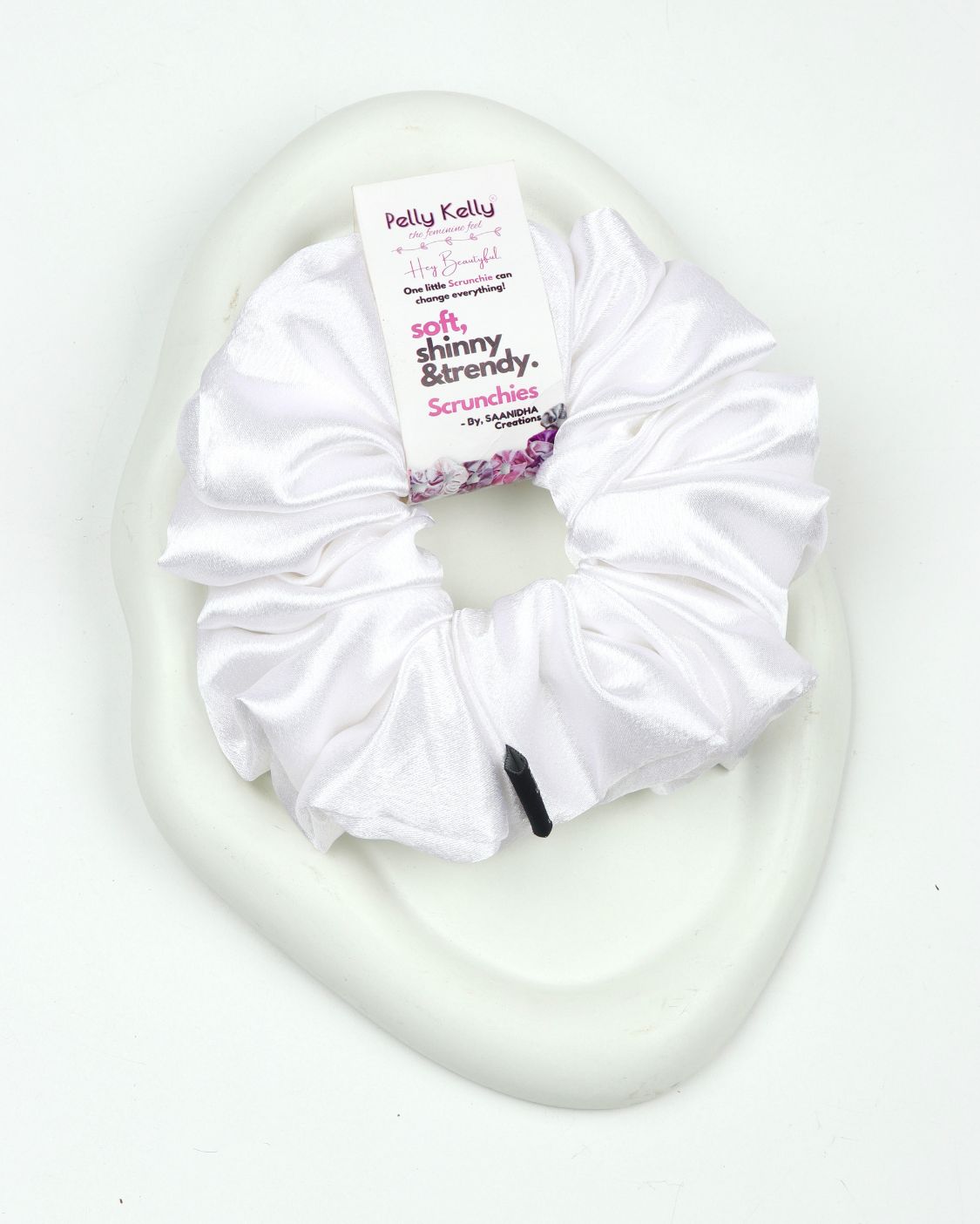 Ghost White | Premium Silk Satin Scrunchies | XL