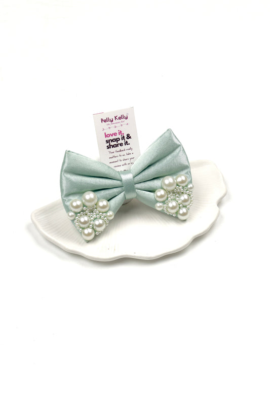 Grey Nickel | Premium Satin  | Princess Pearl Bow