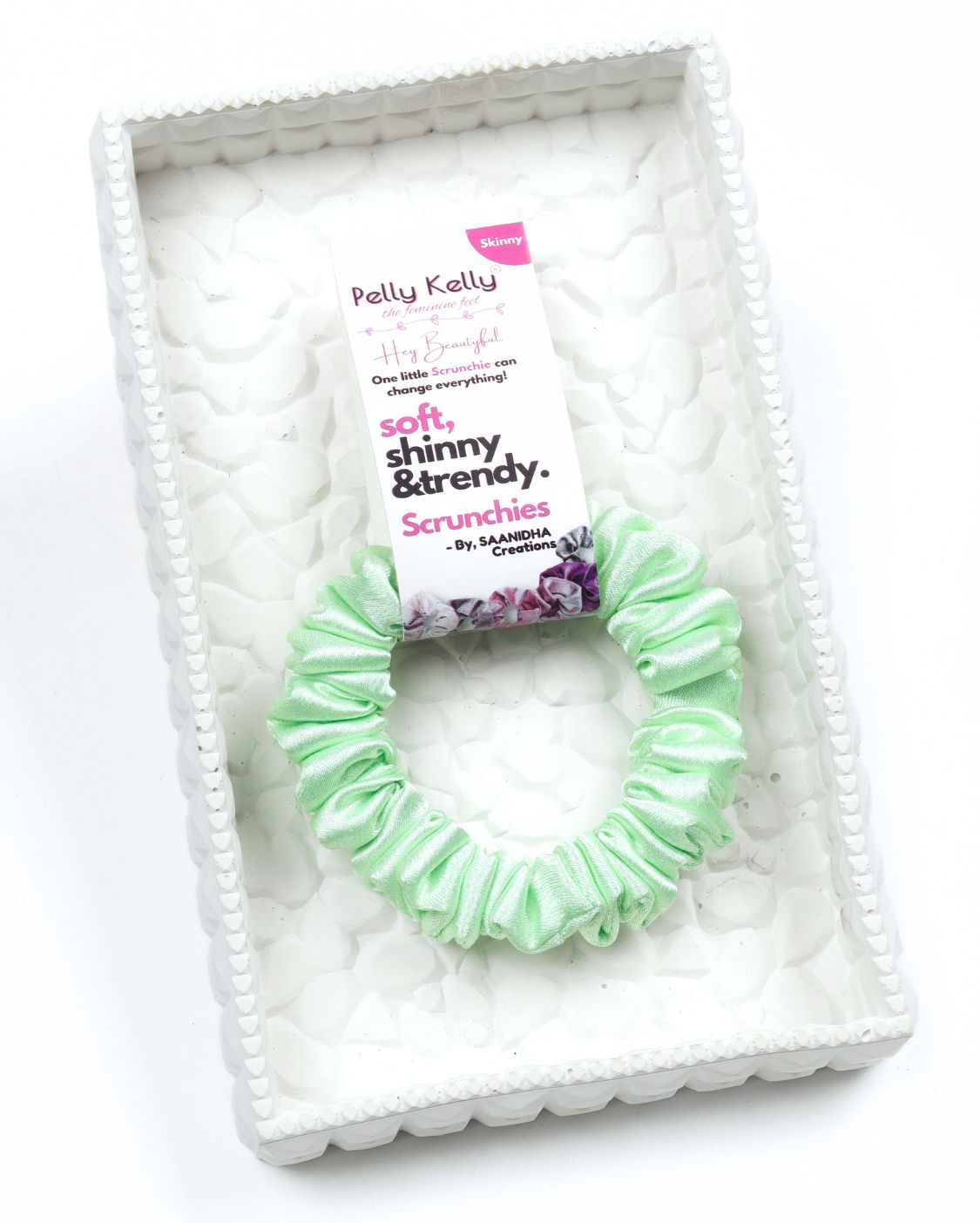 Snow Green | Premium Silk Satin Scrunchies | S