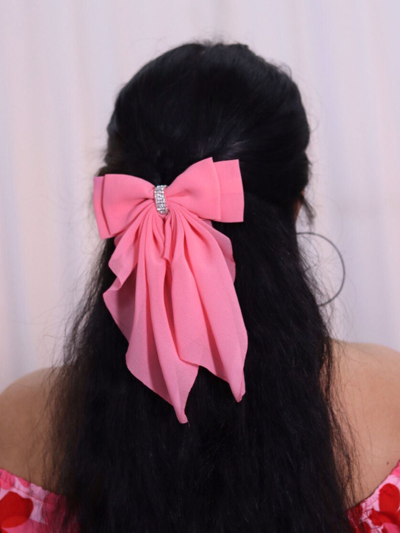 Georgette Bow |Scarf Bow With Rhinestone | Pack of  1