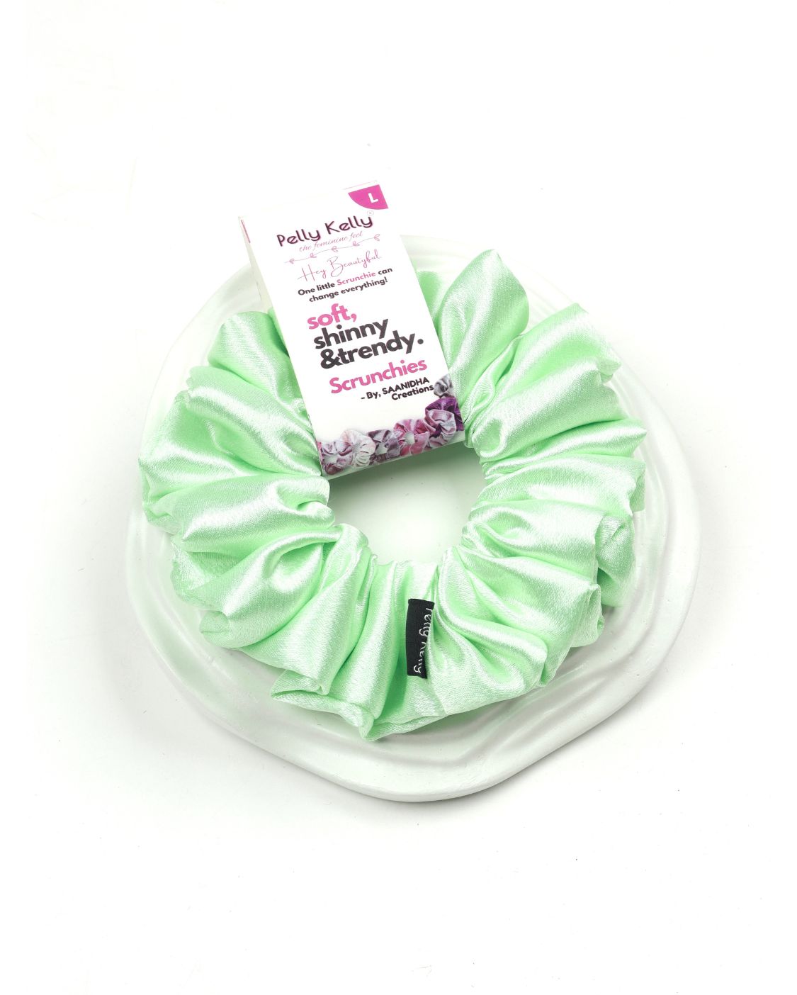 Snow Green | Premium Silk Satin Scrunchies | L