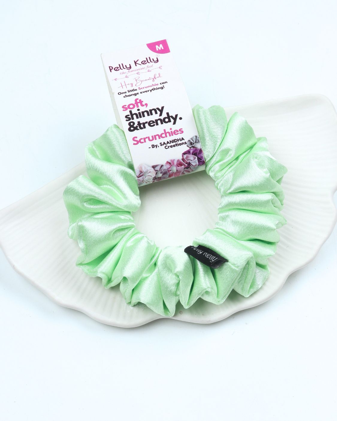 Snow Green | Premium Silk Satin Scrunchies | M