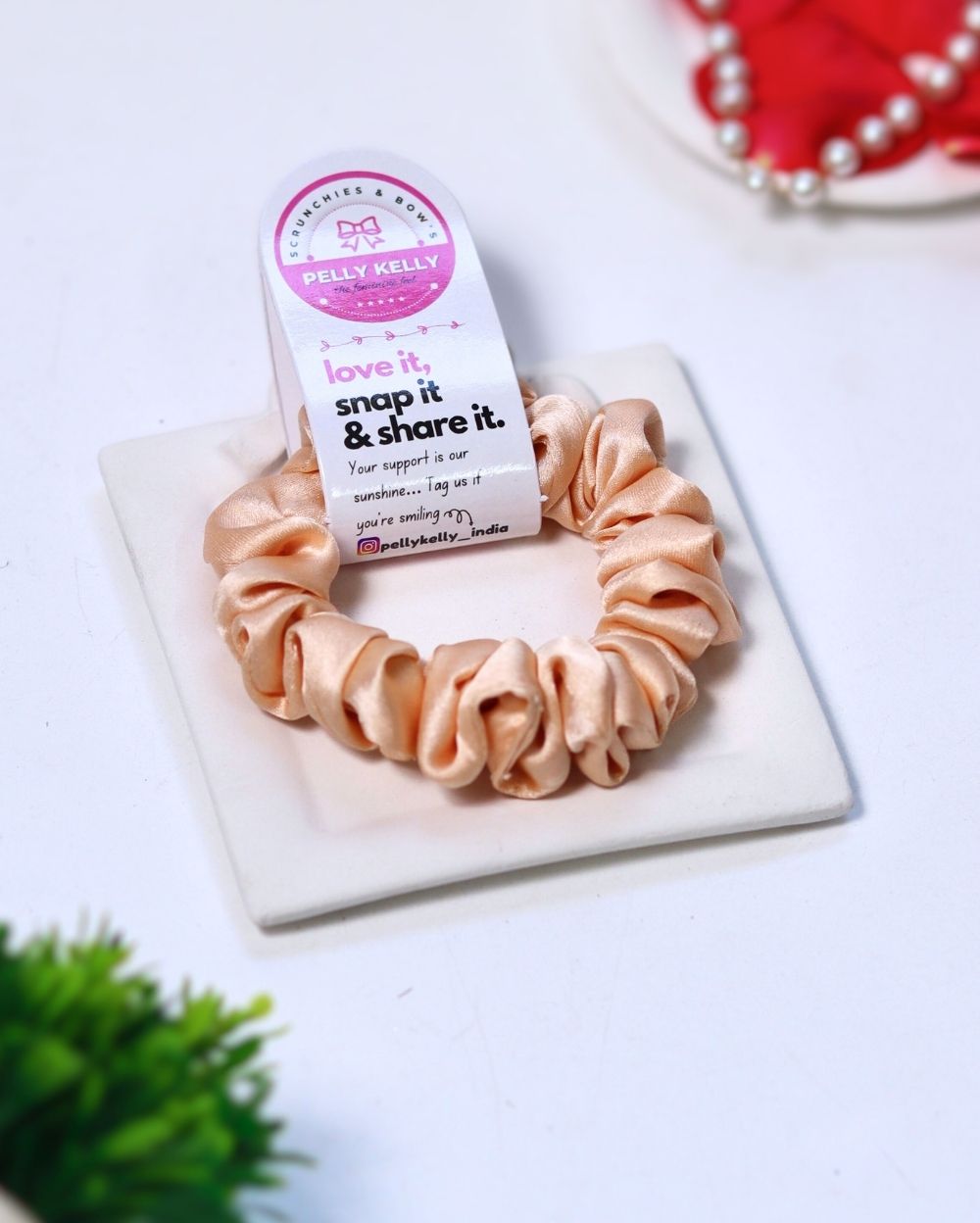 Peach Yellow | Silk Satin Scrunchies |S