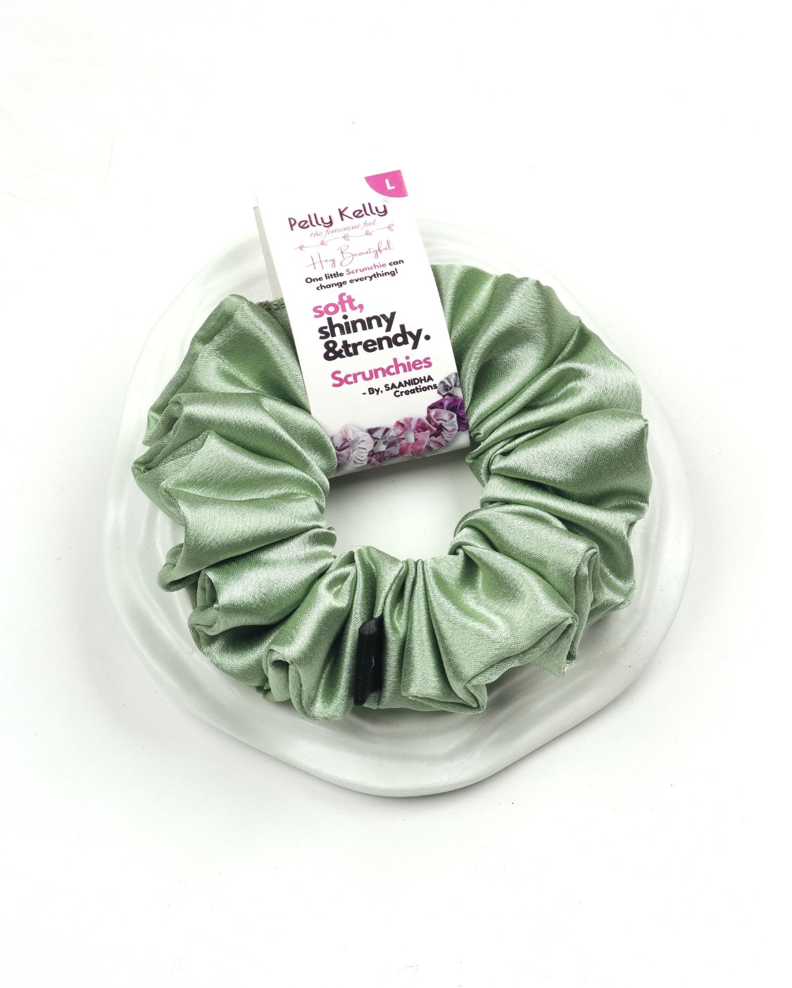 Tealish Green | Premium Silk Satin Scrunchies | L
