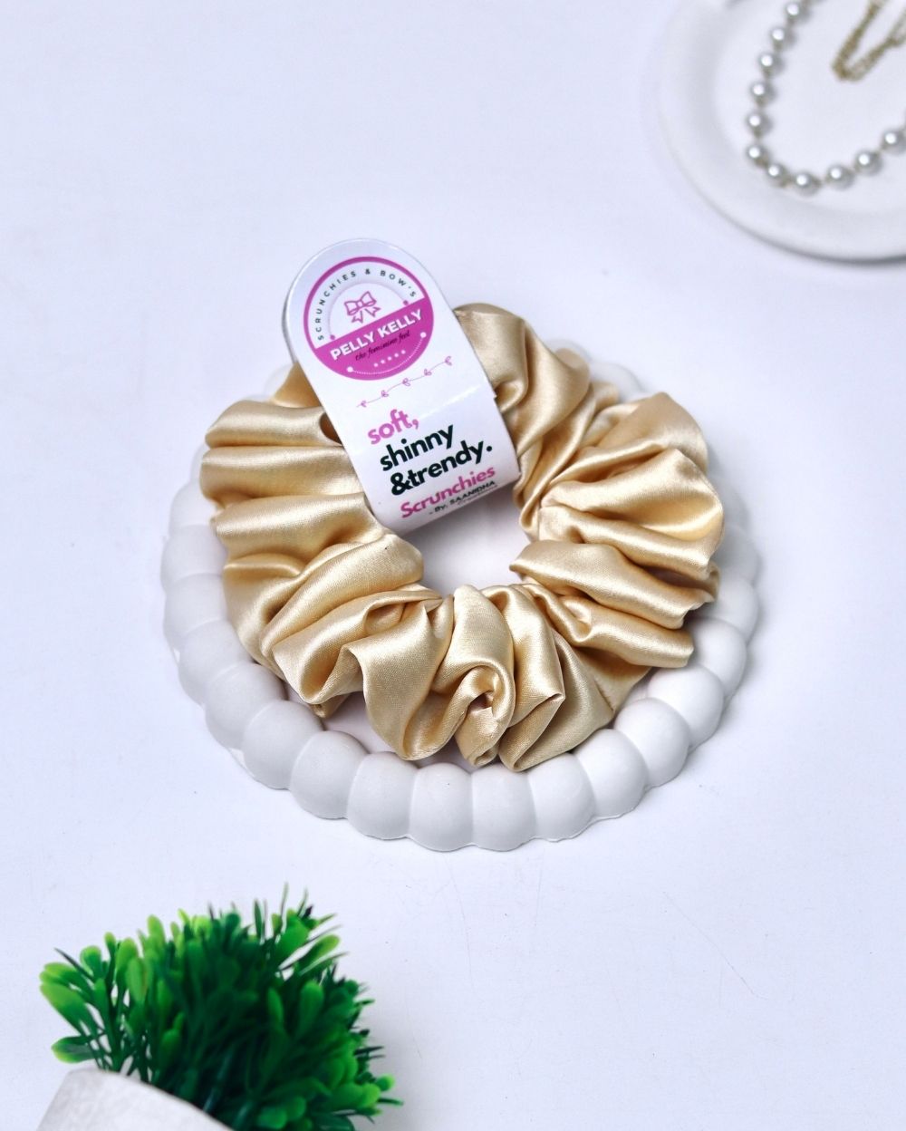 Peach Yellow | Silk Satin Scrunchies | L