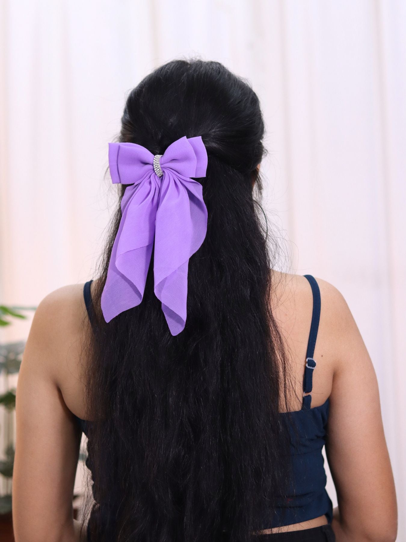 Georgette Bow |Scarf Bow With Rhinestone | Pack of  1