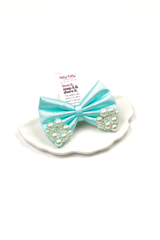 Pattens Blue | Premium Satin | Princess Pearl Bow