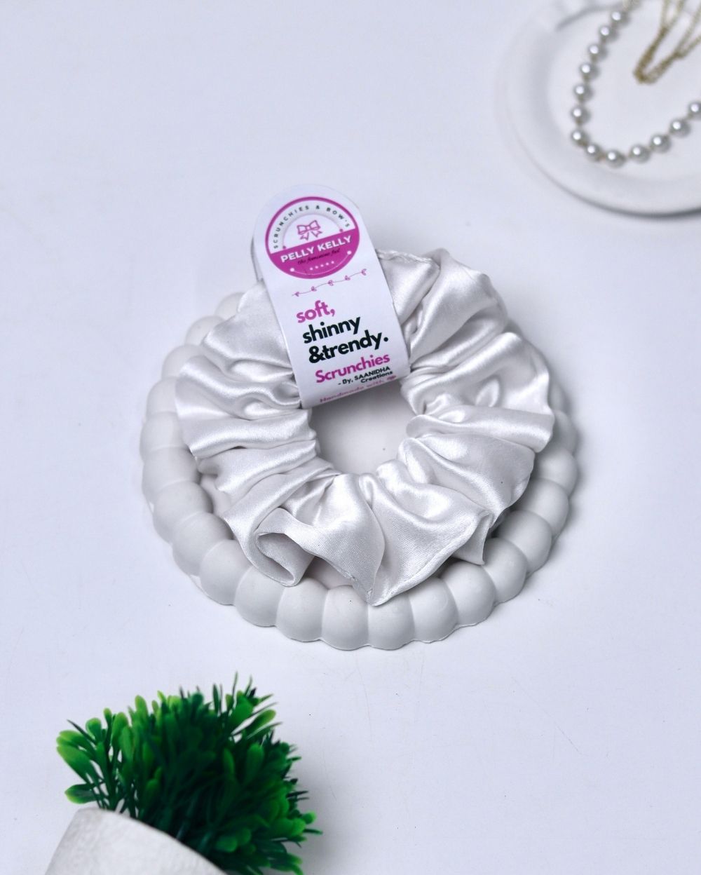 Milky White | Silk Satin Scrunchies | L
