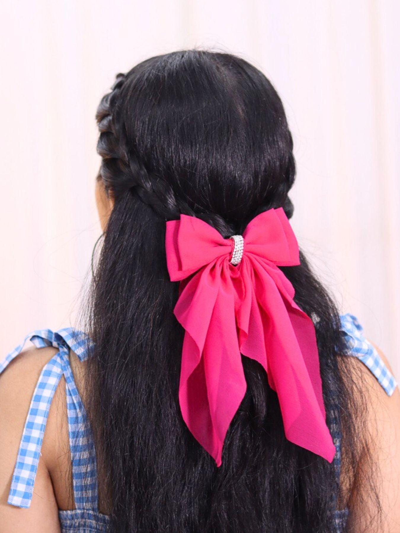 Georgette Bow |Scarf Bow With Rhinestone | Pack of  1