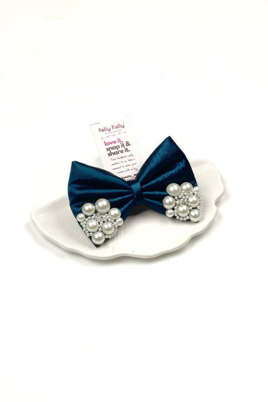 Surfie Green | Premium Satin  | Princess Pearl Bow