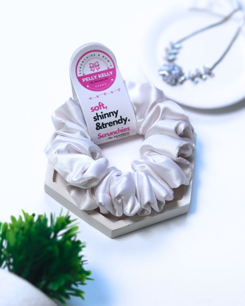 Milky White | Silk Satin Scrunchies | M