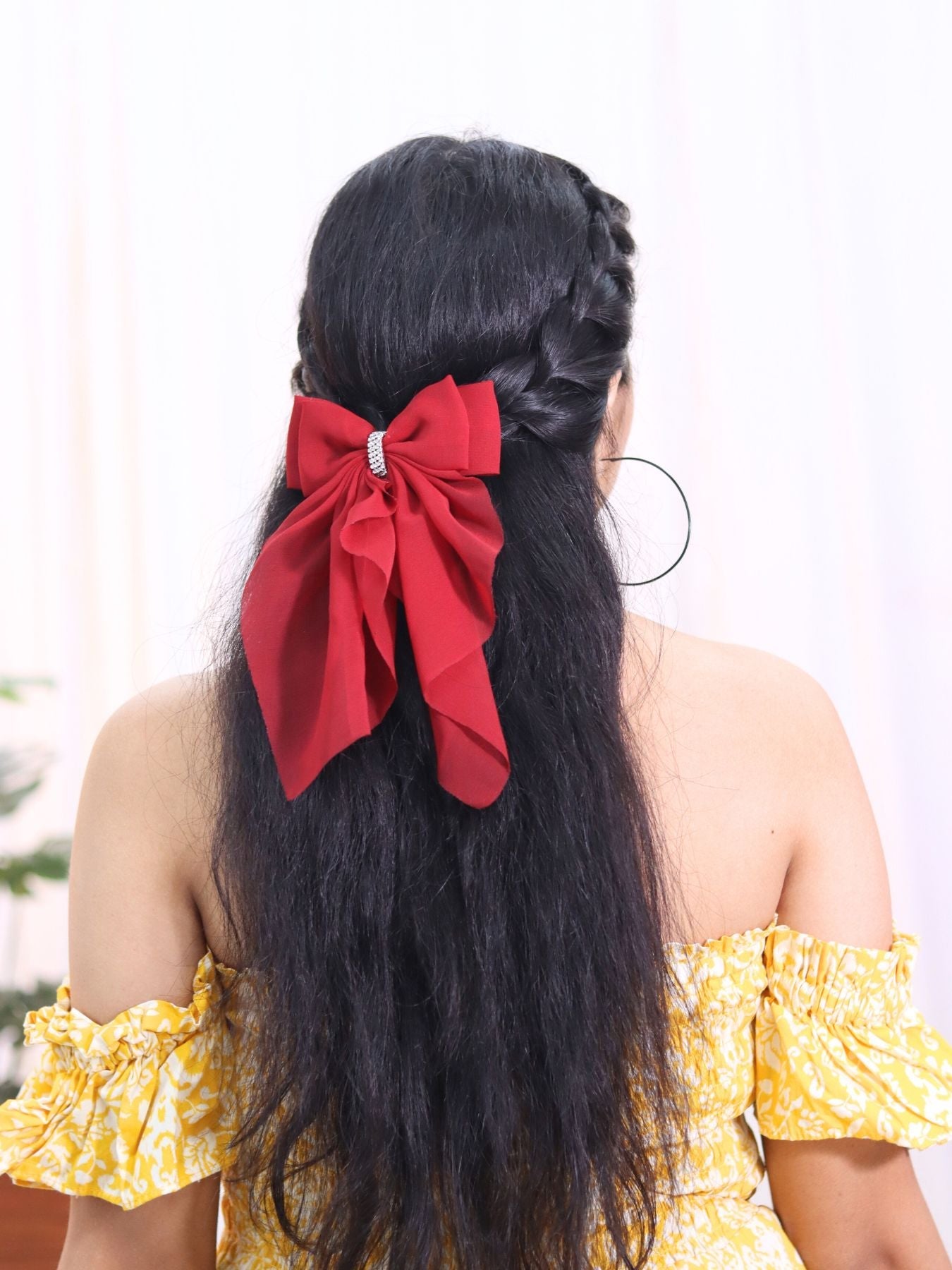 Georgette Bow |Scarf Bow With Rhinestone | Pack of  1