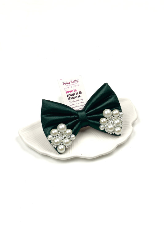 Mineral Green | Premium Satin  | Princess Pearl Bow