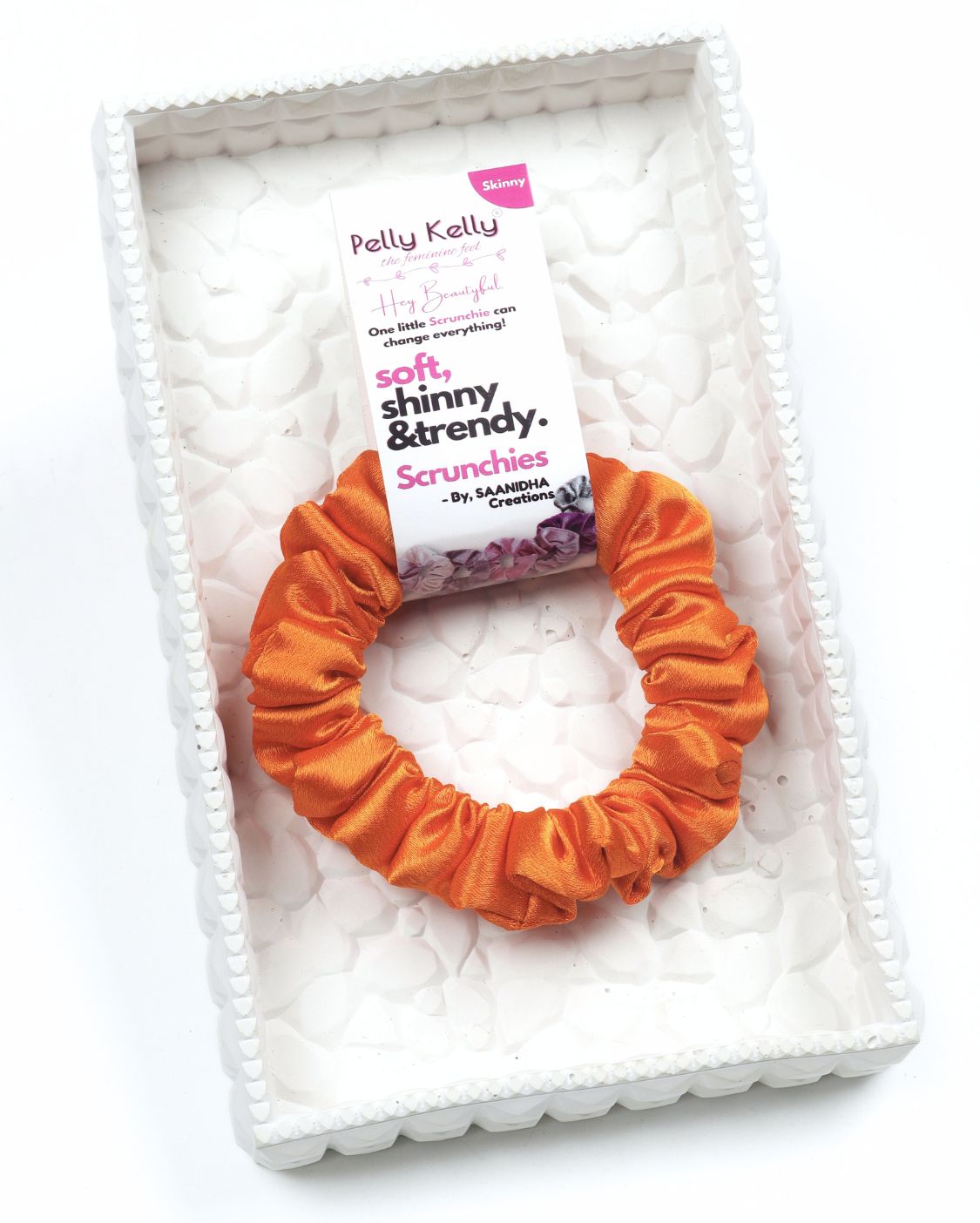 Faded Orange | Premium Silk Satin Scrunchies | S