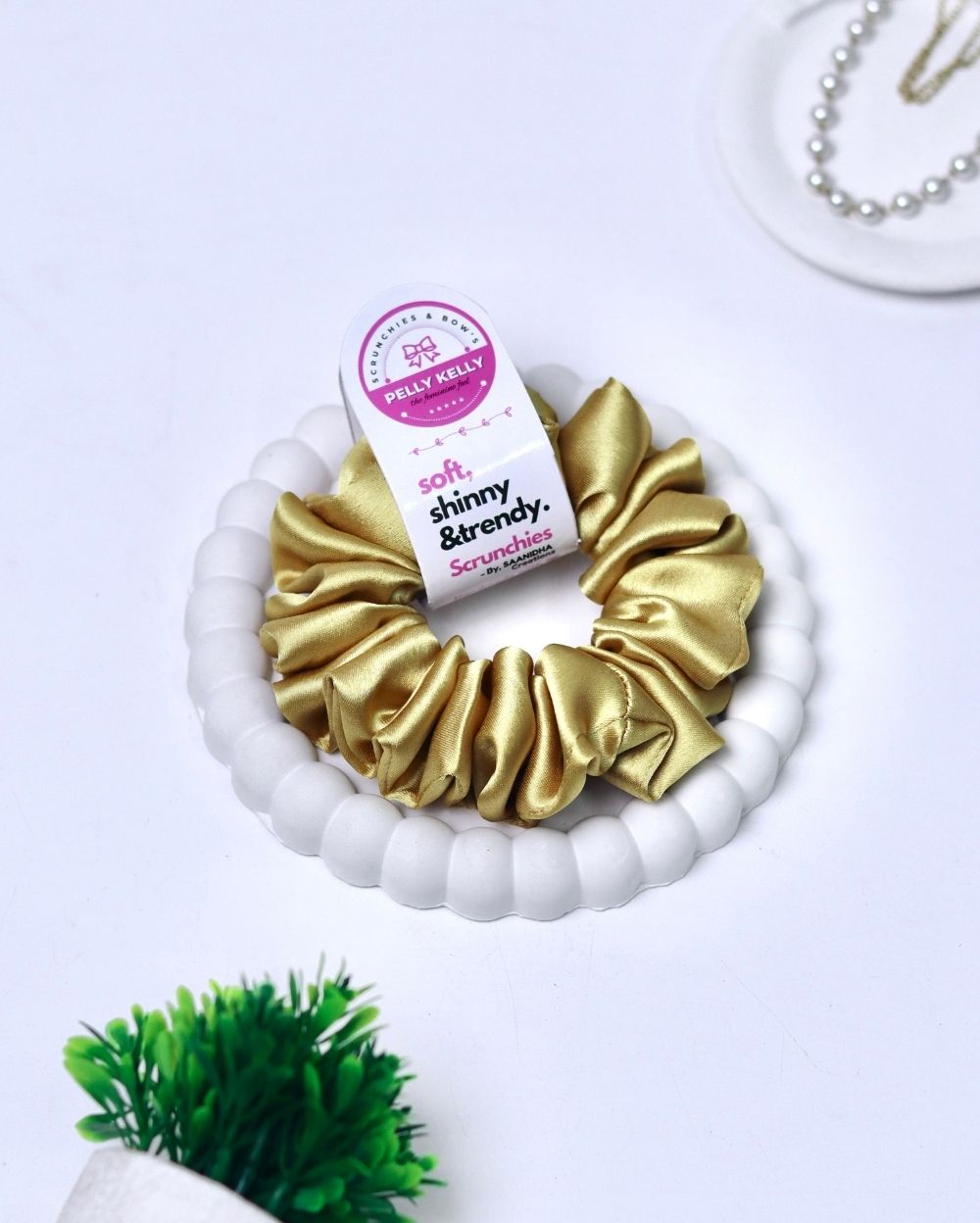 Golden Sand | Silk Satin Scrunchies | L