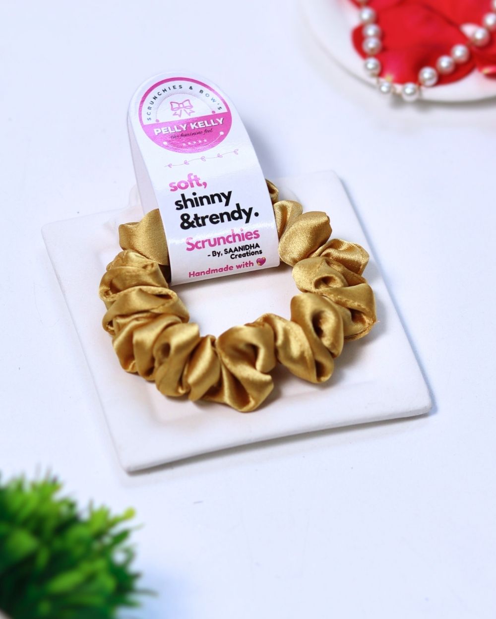 Golden Sand | Silk Satin Scrunchies |S
