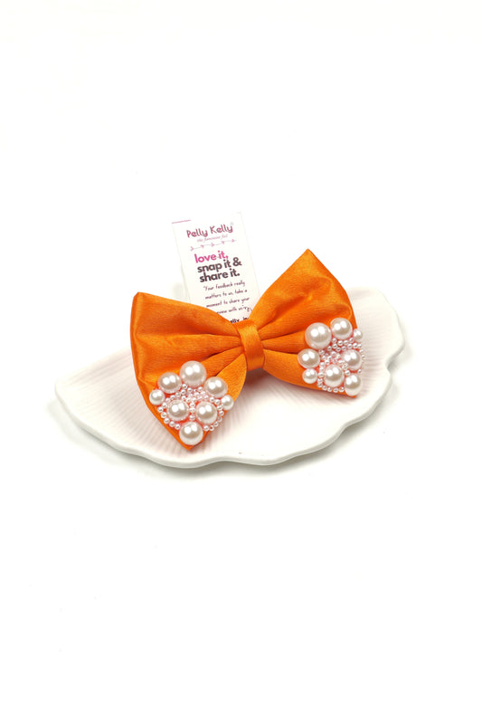 Faded Orange | Premium Satin  | Princess Pearl Bow