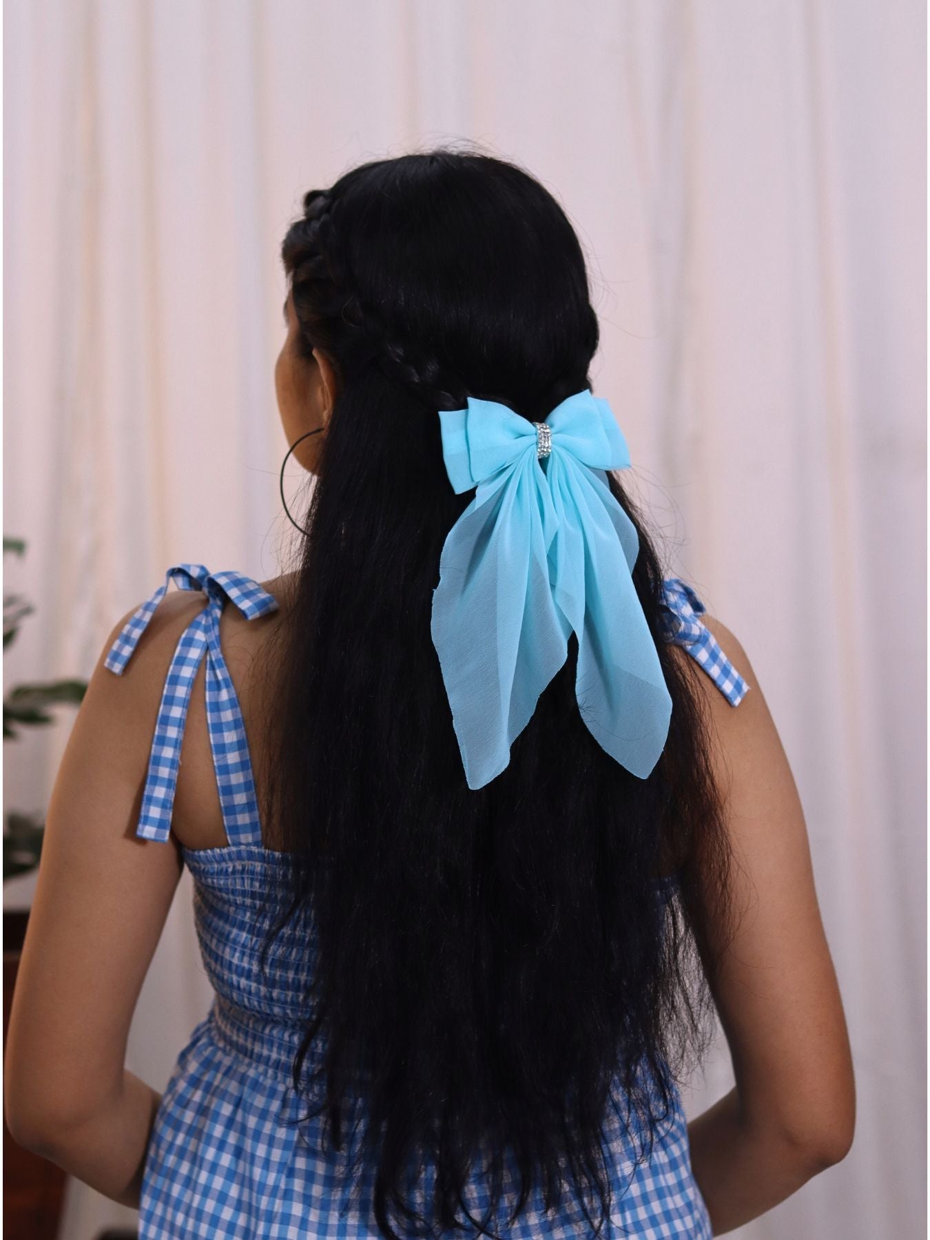 Georgette Bow |Scarf Bow With Rhinestone | Pack of  1