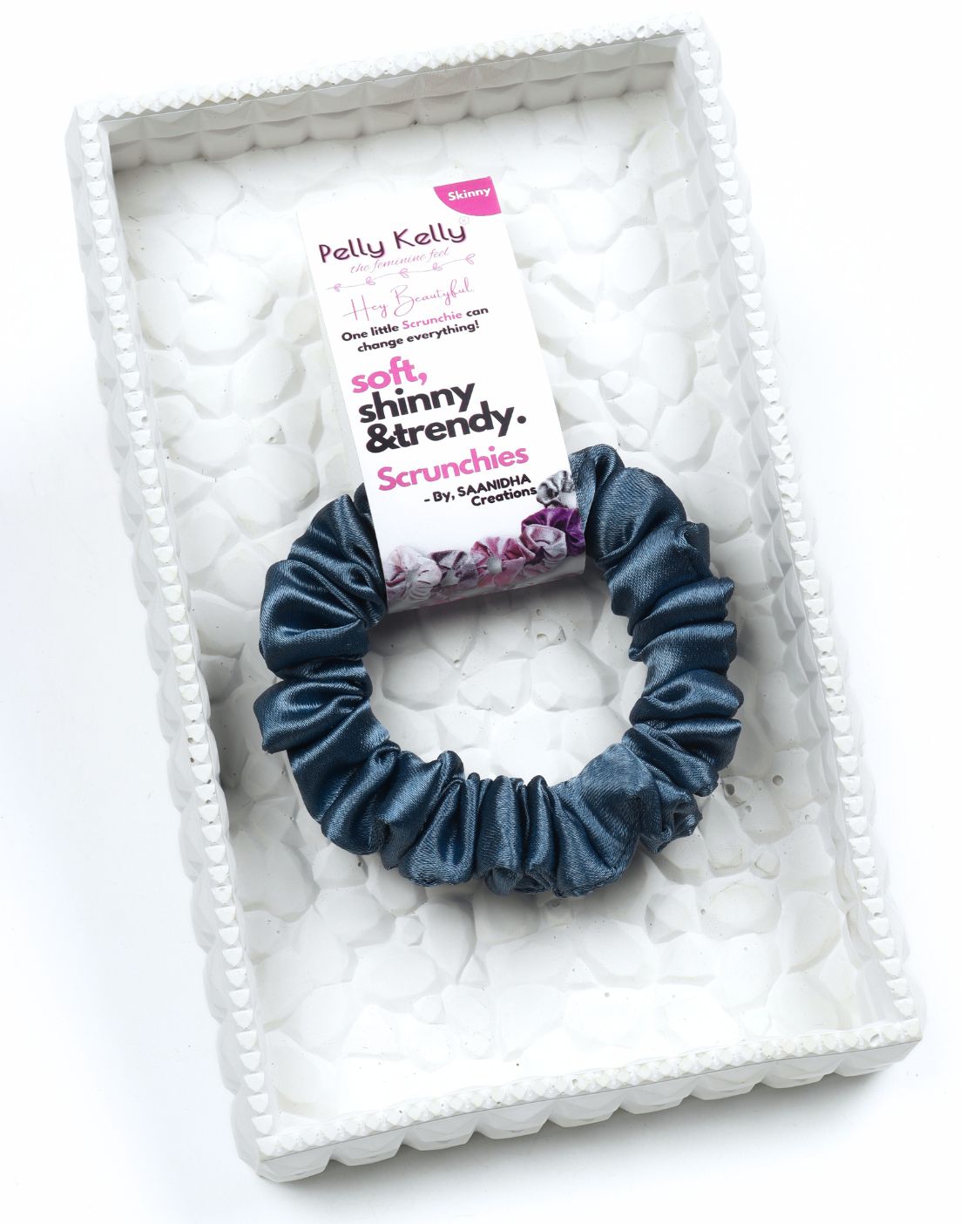 Grey Blue | Premium Silk Satin Scrunchies | S