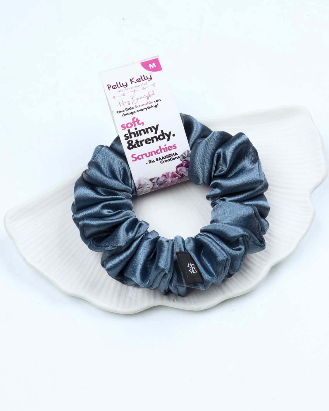 Grey Blue | Premium Silk Satin Scrunchies | M