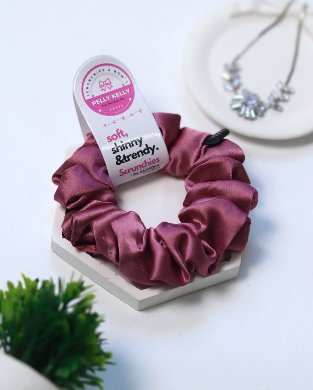 Pinkish Red | Silk Satin Scrunchies | M