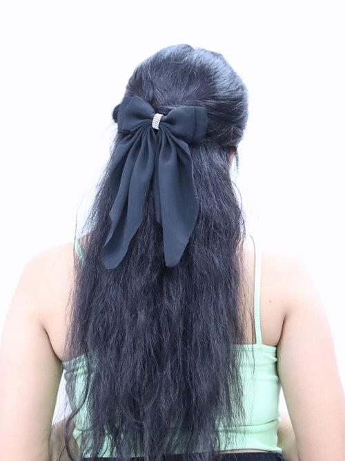Georgette Bow |Scarf Bow With Rhinestone | Pack of  1