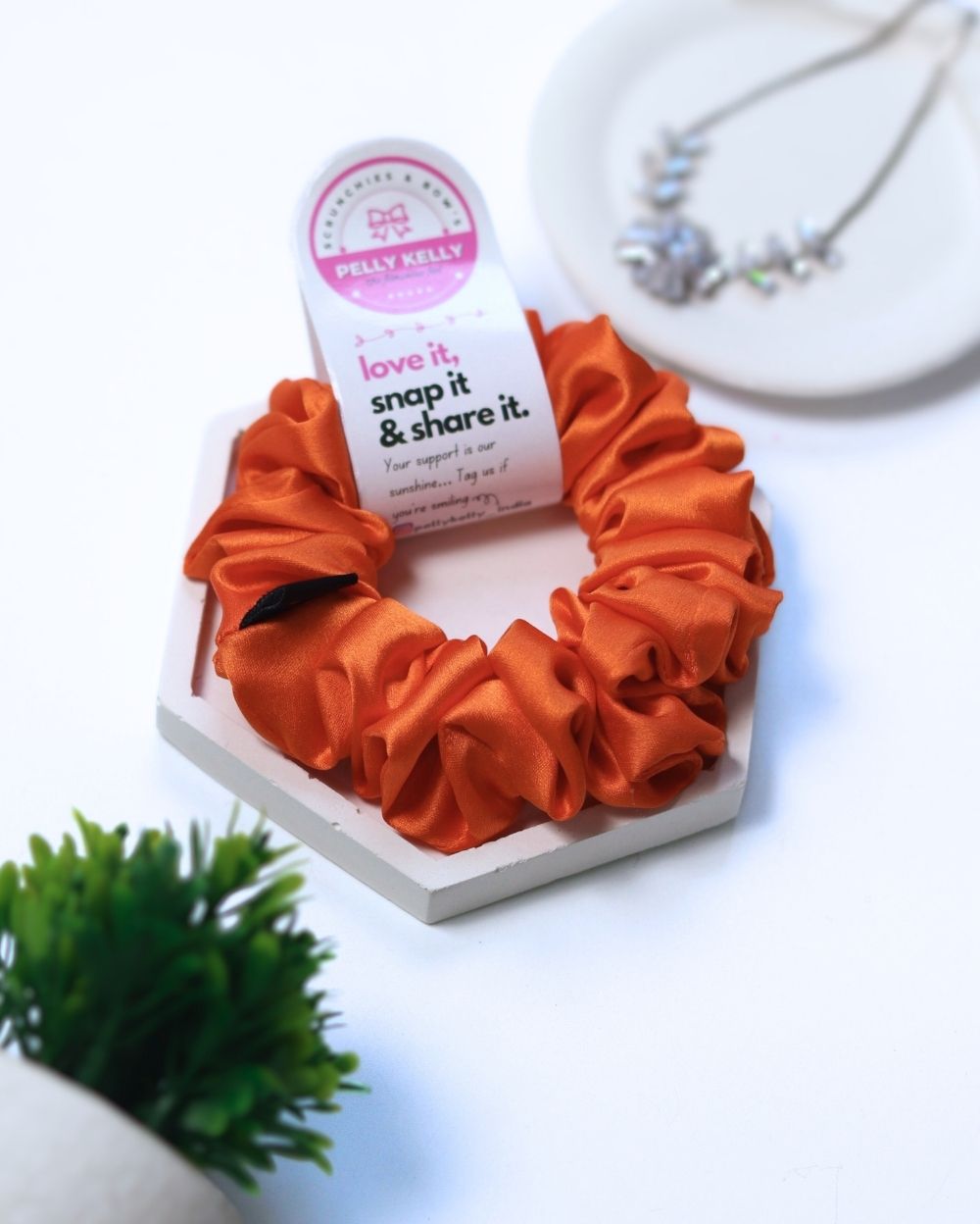 Orange | Silk Satin Scrunchies | M