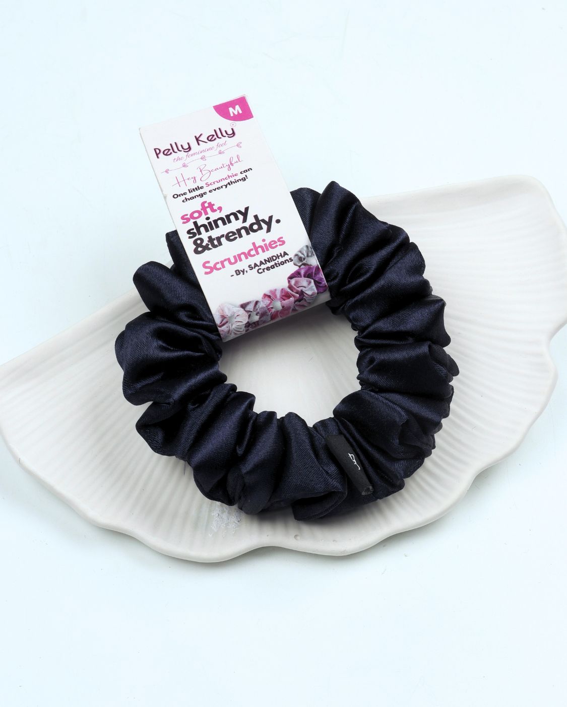 Navy Blue | Premium Silk Satin Scrunchies | M