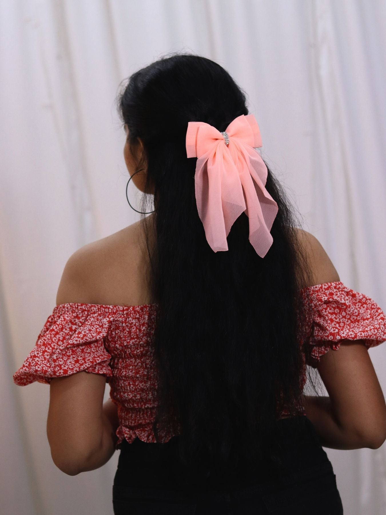 Georgette Bow |Scarf Bow With Rhinestone | Pack of  1