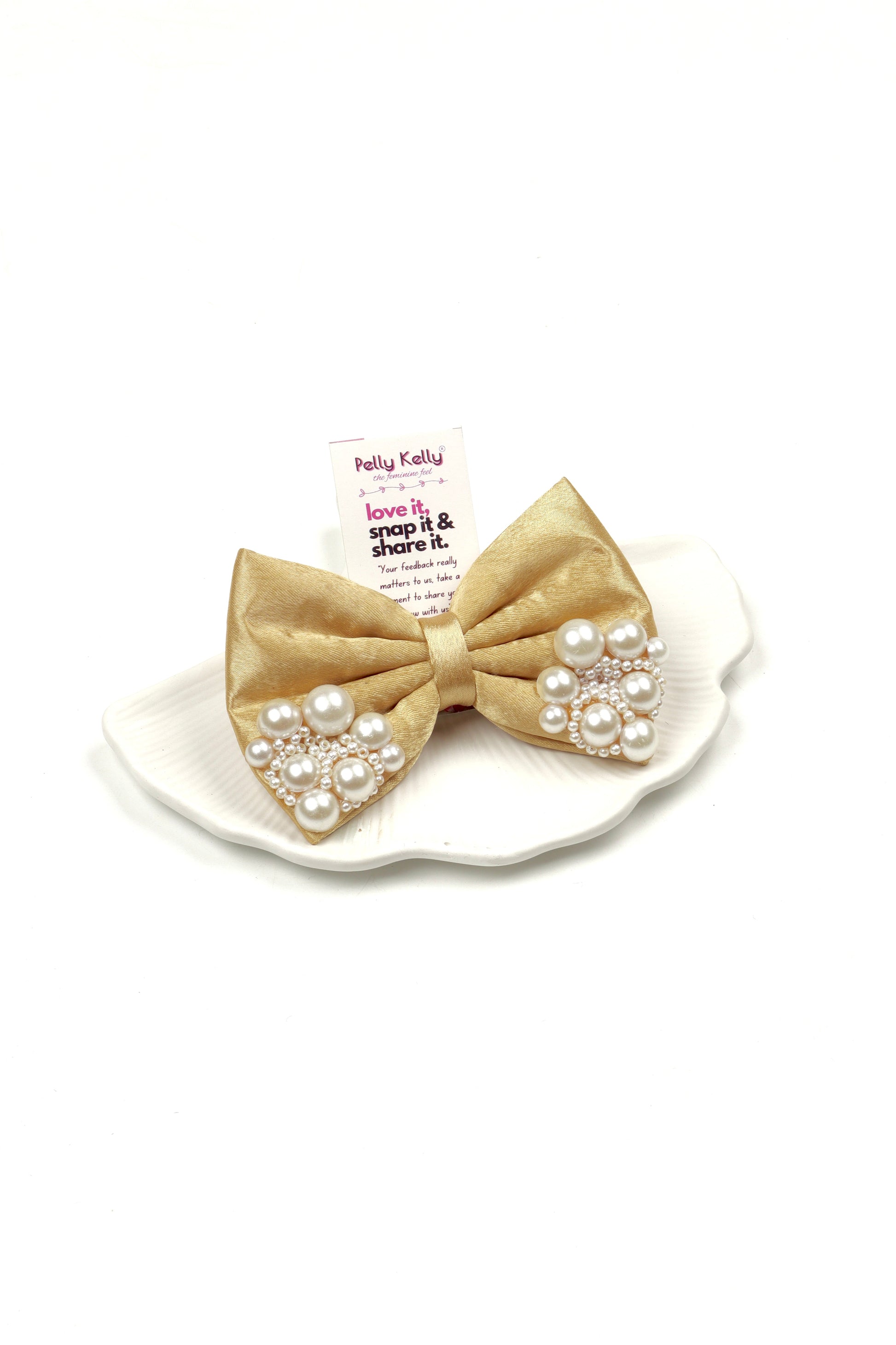 Gold | Premium Satin | Princess Pearl Bow