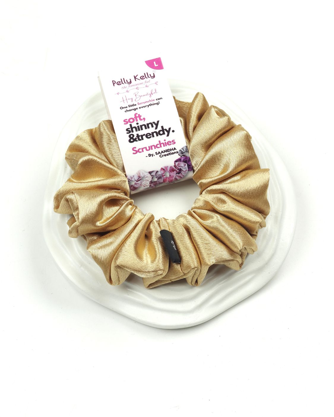 Gold | Premium Silk Satin Scrunchies | L