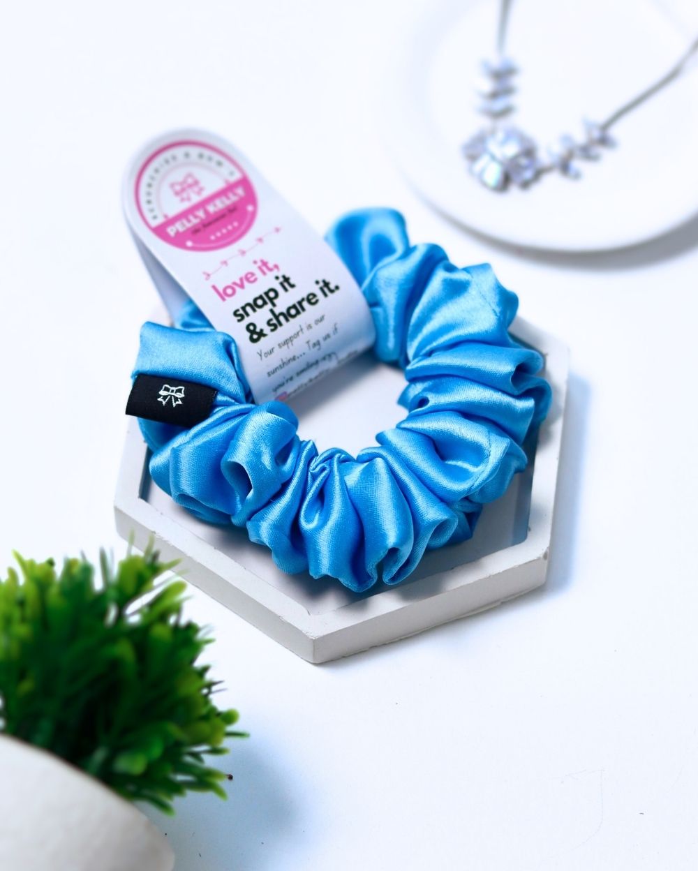 Ball Blue | Silk Satin Scrunchies | M